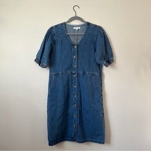 Denim Midi Button Up Dress sz M
